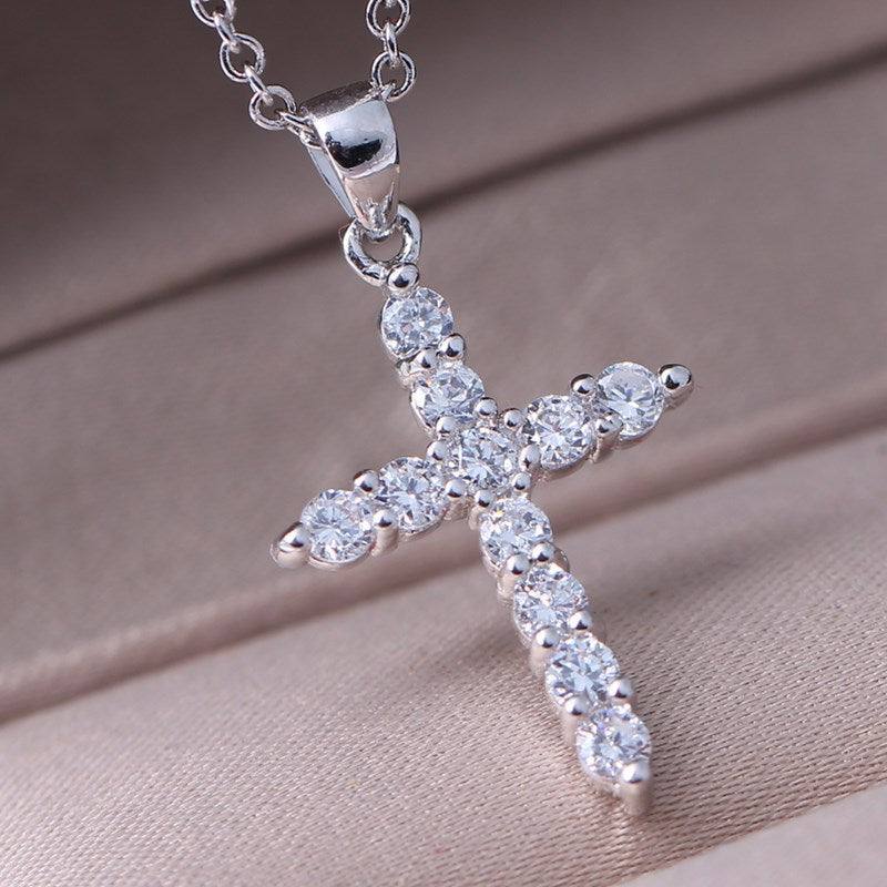 Wholesale 4MM zircon micro-inlaid hip hop cross necklace