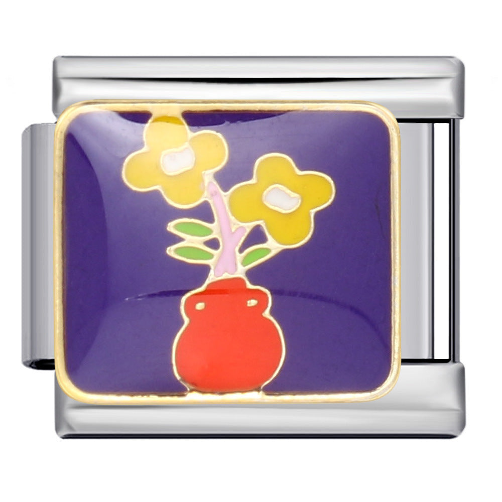 Großhandel 5pcs Italienisches Charmalme Armband 9mm DIY Spleißen Blumenkollektion Edelstahl mit komponierbarem Armband