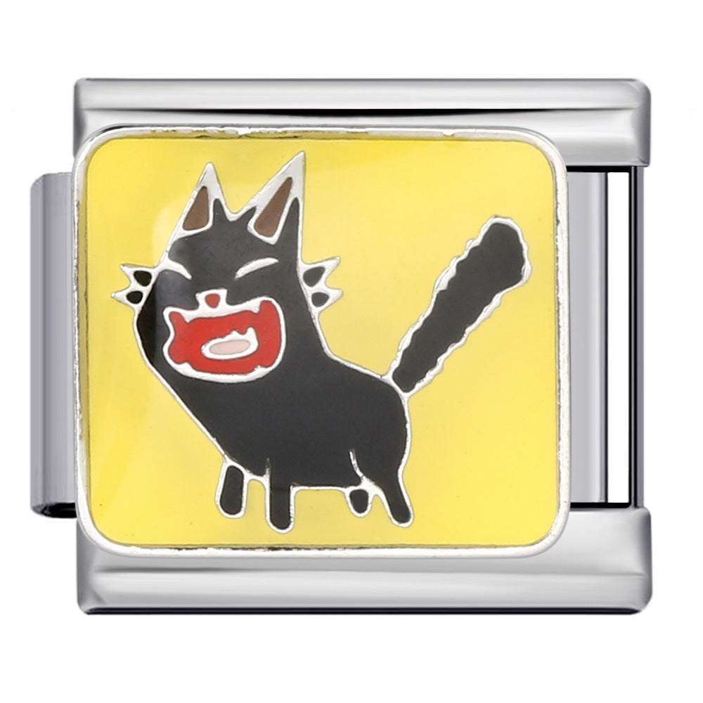 Wholesale  Italian Charm Bracelet 9mm DIY  welded dripping animal pattern Creative Stainless Steel Composable Bracelet