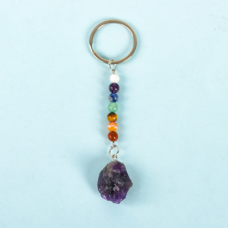 Wholesale Natural Crystal Colorful Rough Stone Keychain ACC-KC-ZhiSF001