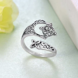Wholesale Women S Retro Geometric Cross Hollow Flower Open Ring Antiqu