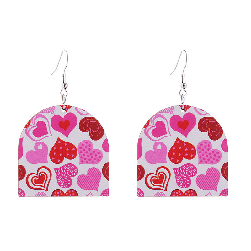 Wholesale Valentine's Day Love LOVE Printed Letters Wooden Earrings ACC-ES-ChouT002