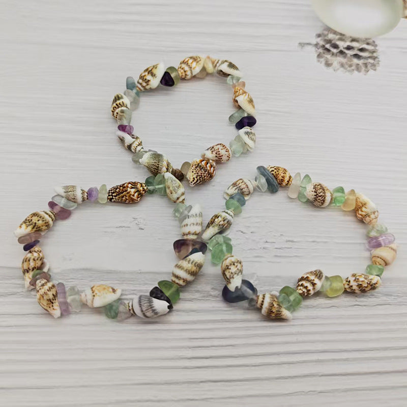 Wholesale Natural Stone Shell Bead Bracelet Quartz Amethyst Strawberry Crystal Gift