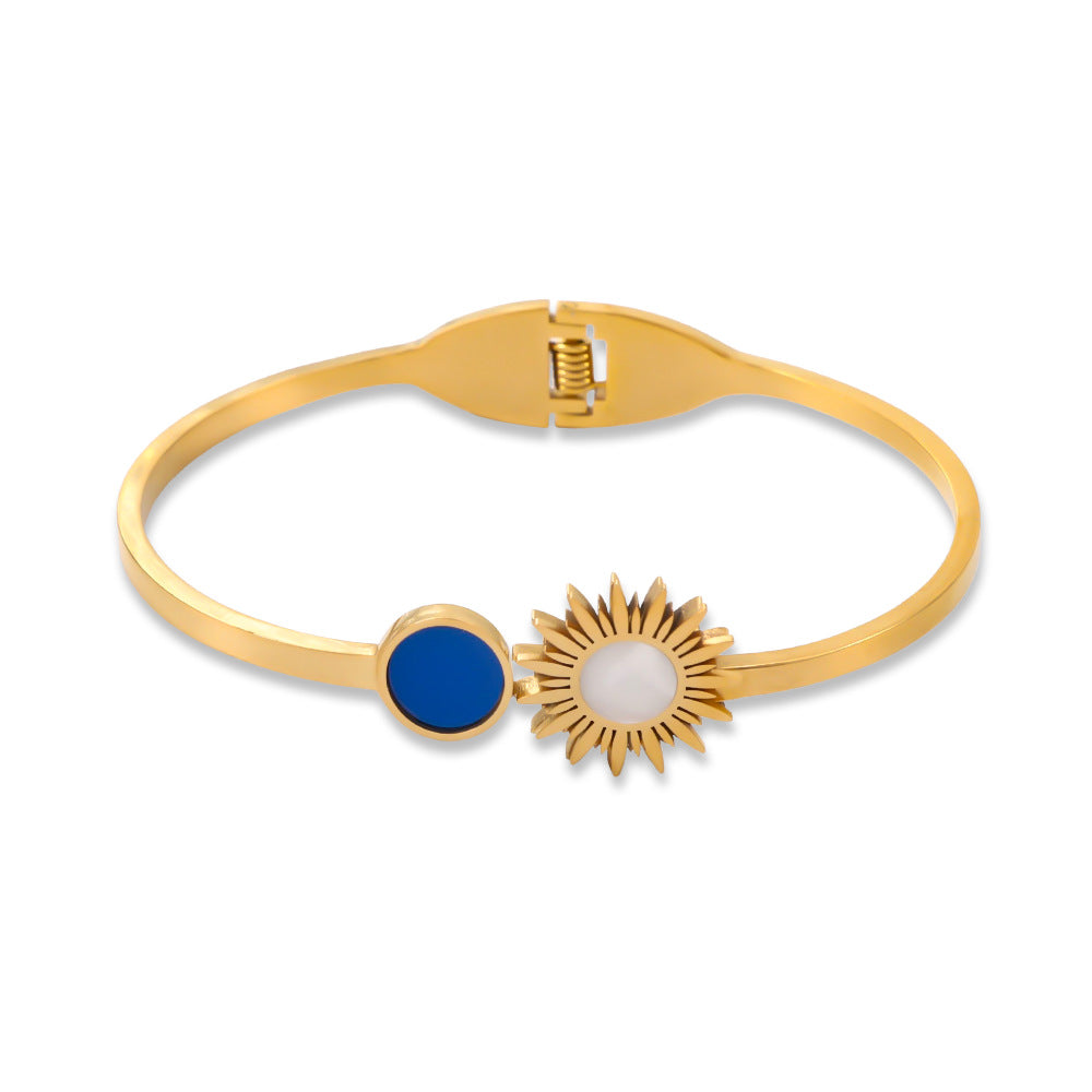 Wholesale Sunflower Design Stainless Steel Gold Tone Bracelet Fashion Accessory For Everyday Wear And Boutique Resale