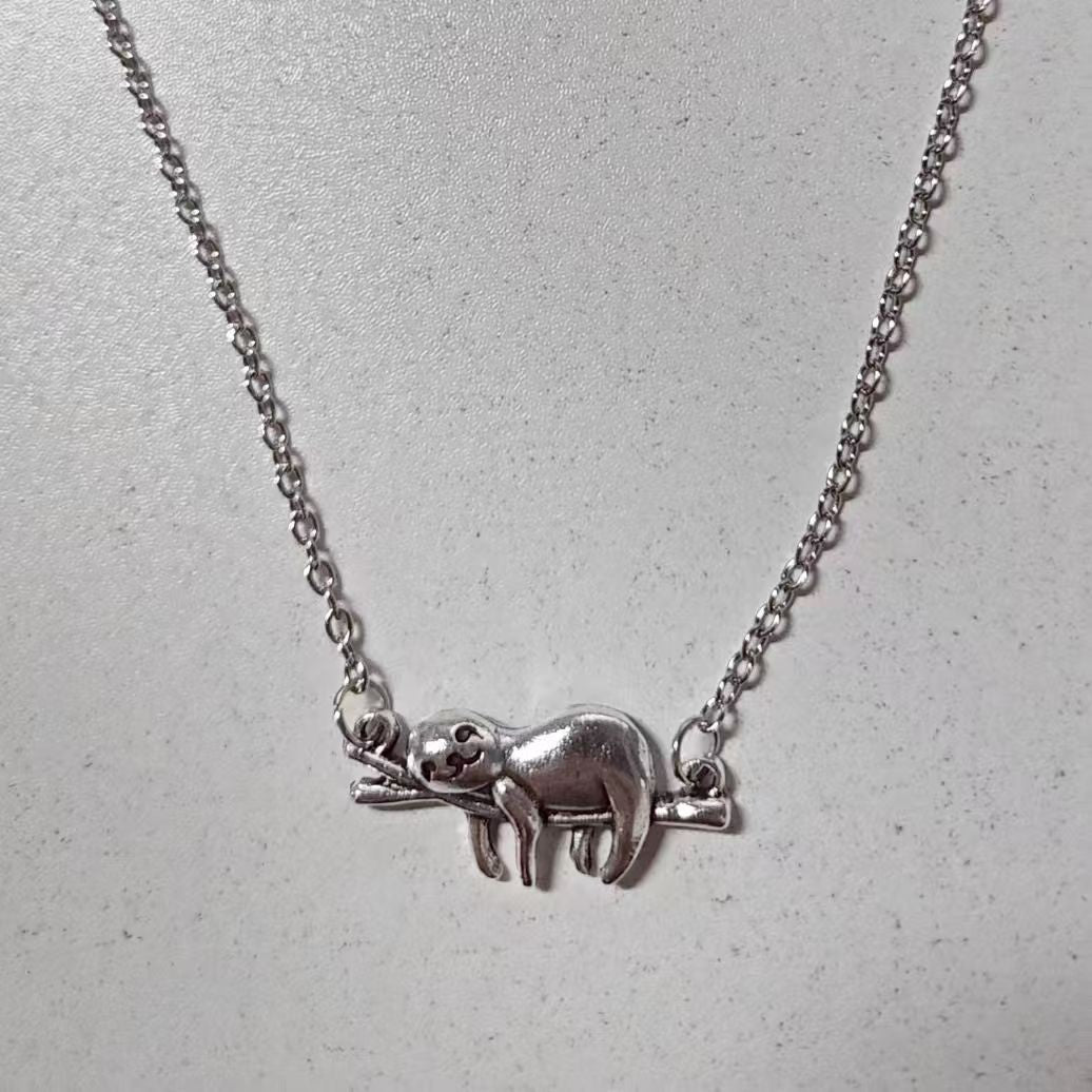 Wholesale  Cute Cartoon Little Sloth Pendant Necklace