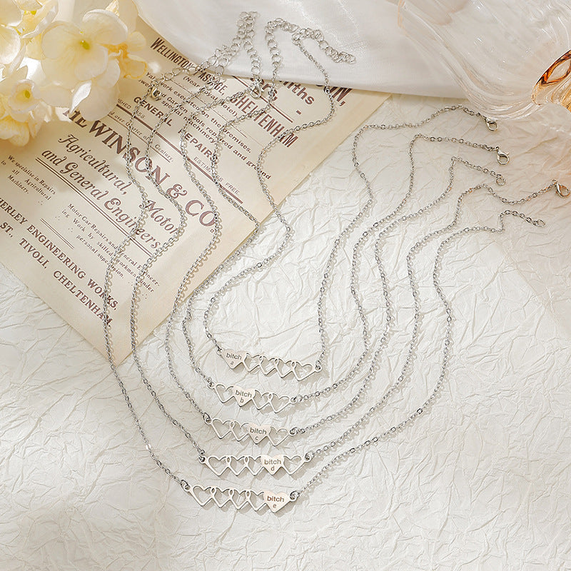 Wholesale Stainless steel heart necklace with letters