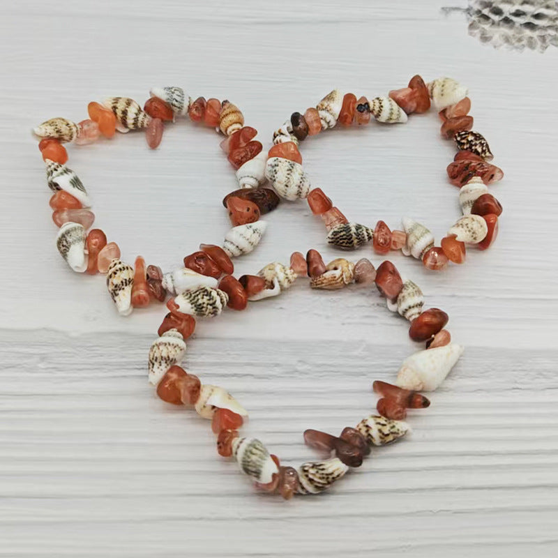 Wholesale Natural Stone Shell Bead Bracelet Quartz Amethyst Strawberry Crystal Gift
