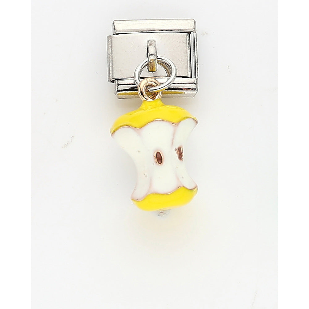 Wholesale 10pcs Italian Charm Bracelet 9mm DIY Splicing Starfish Fruit Lipstick Cartoon Stainless Steel Composable Bracelet