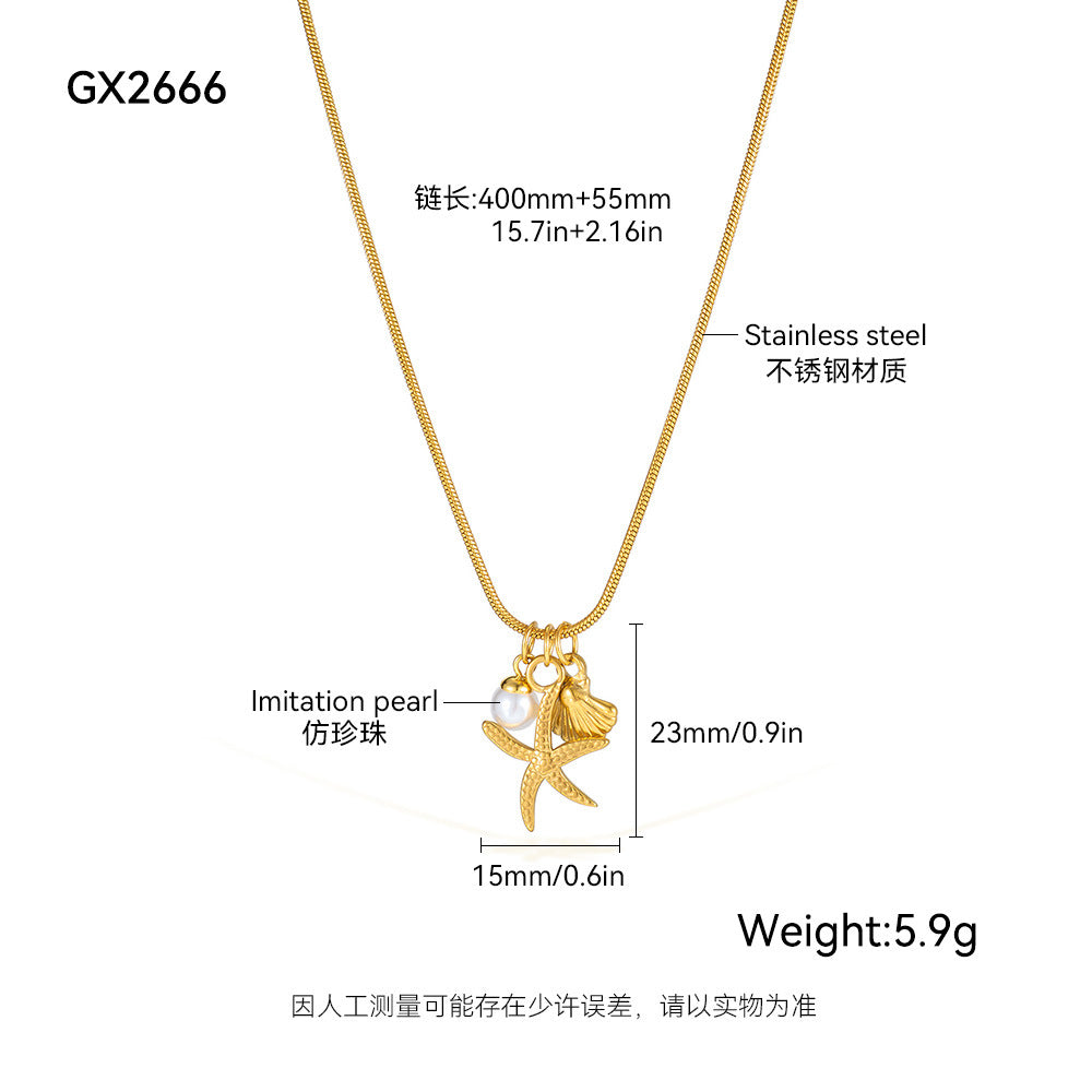 Wholesale  Titanium Steel Necklace Starfish Accessories Necklaces