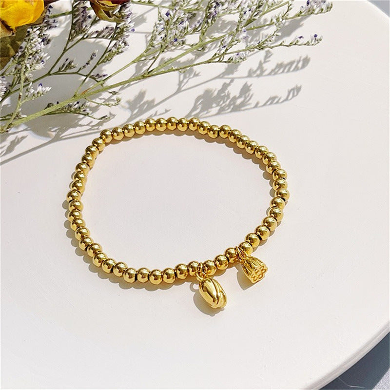 Bracciale con semi di loto dorato in acciaio inossidabile all'ingrosso