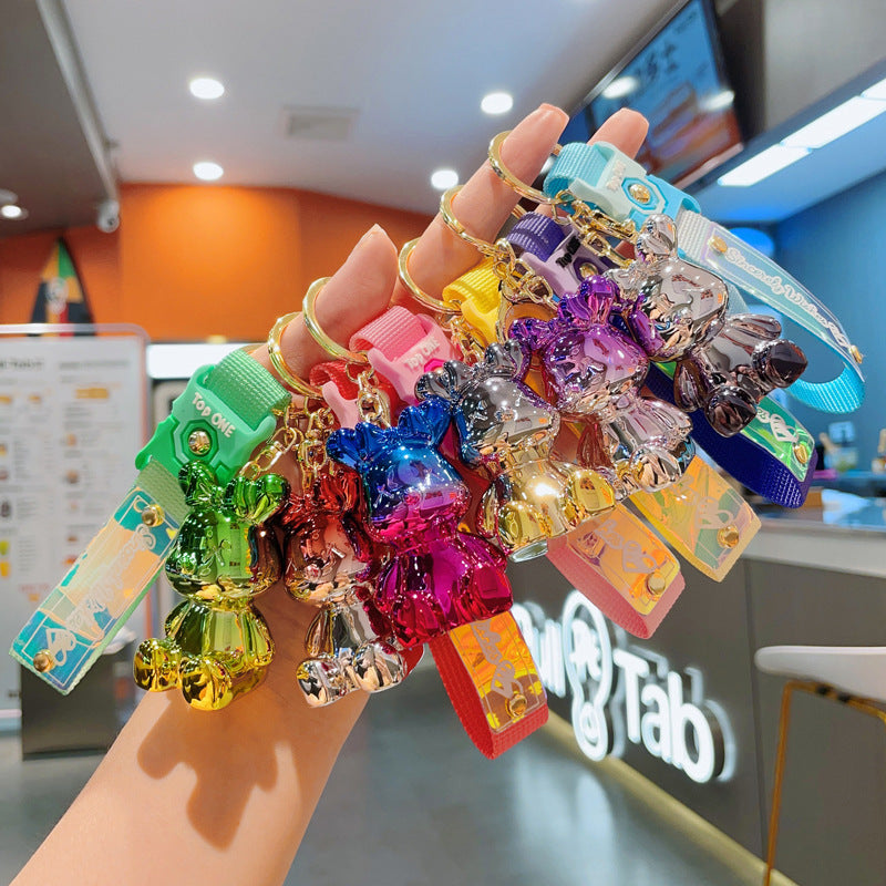 Wholesale Cartoon Electroplated Gradient Bow Tie Rabbit Resin Keychain ACC-KC-ShuoT018