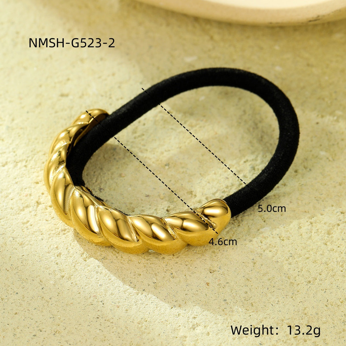 Wholesale titanium steel plated 18K gold twist high elastic hair scrunchies