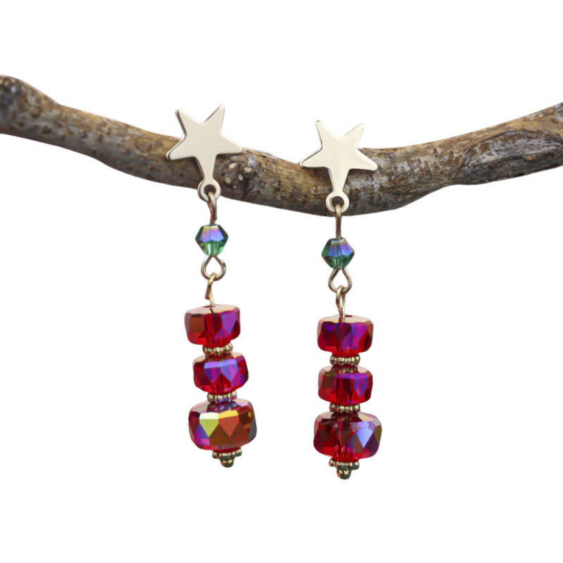 Orecchini in cristallo con stella e fiocco all'ingrosso