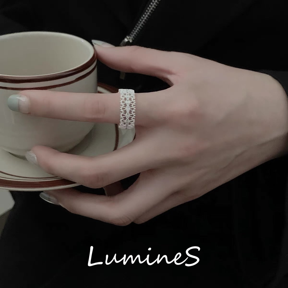 Wholesale Wave and Skirt Zircon Lace Opening Adjustable Rings