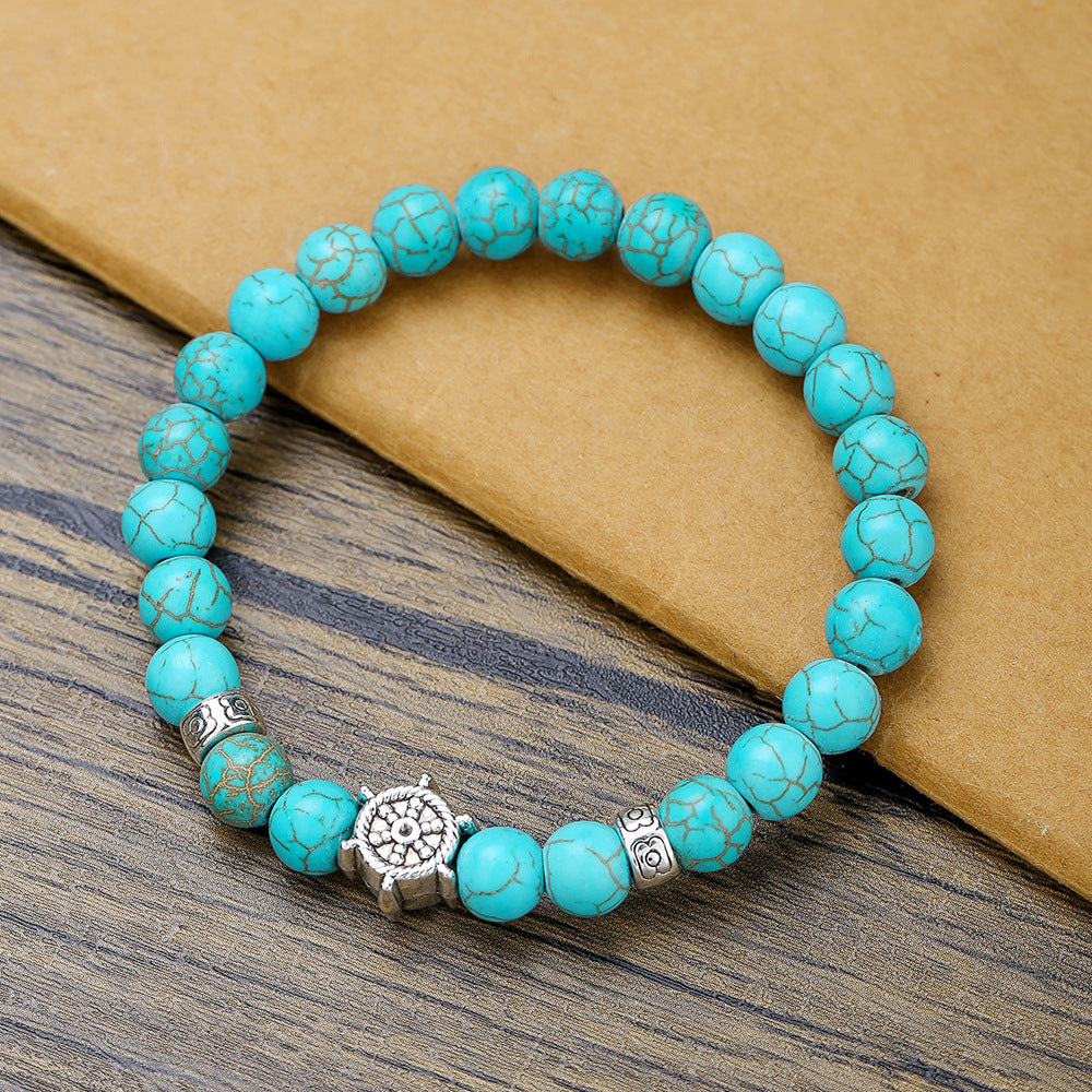Wholesale Bohemian Turquoise Bracelet with Shell &  Sea Life Pendants - Handmade Jewelry Accessory for Resale