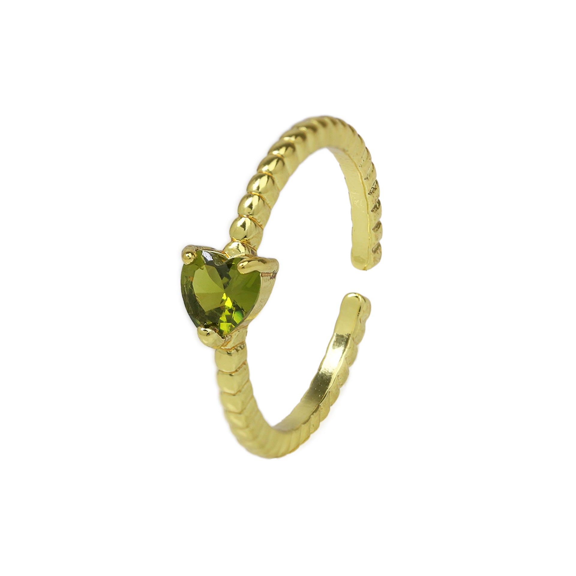 Wholesale brass color zirconium love heart-shaped ladies open ring