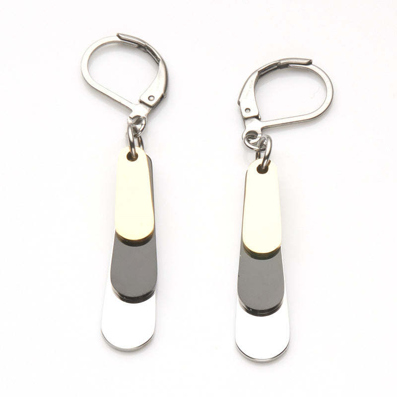 Wholesale Stainless Steel Three-color Drop Earrings Simple Earrings