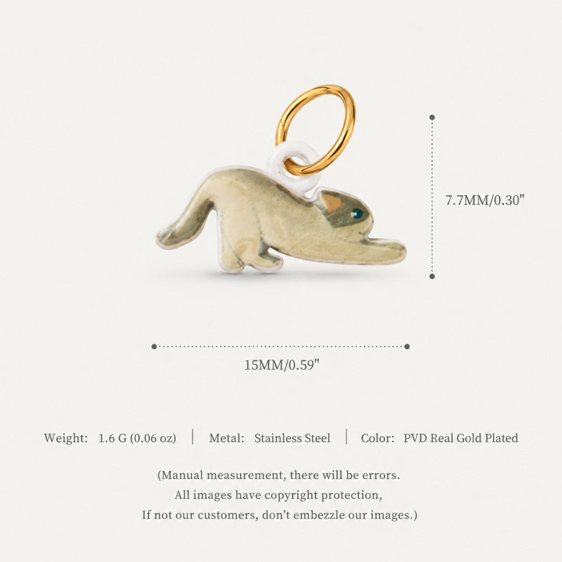 Wholesale Cute Cat Pendant Stainless Steel 18K Gold Plated DIY Jewelry Making Fashion Accessory Boutique Resale