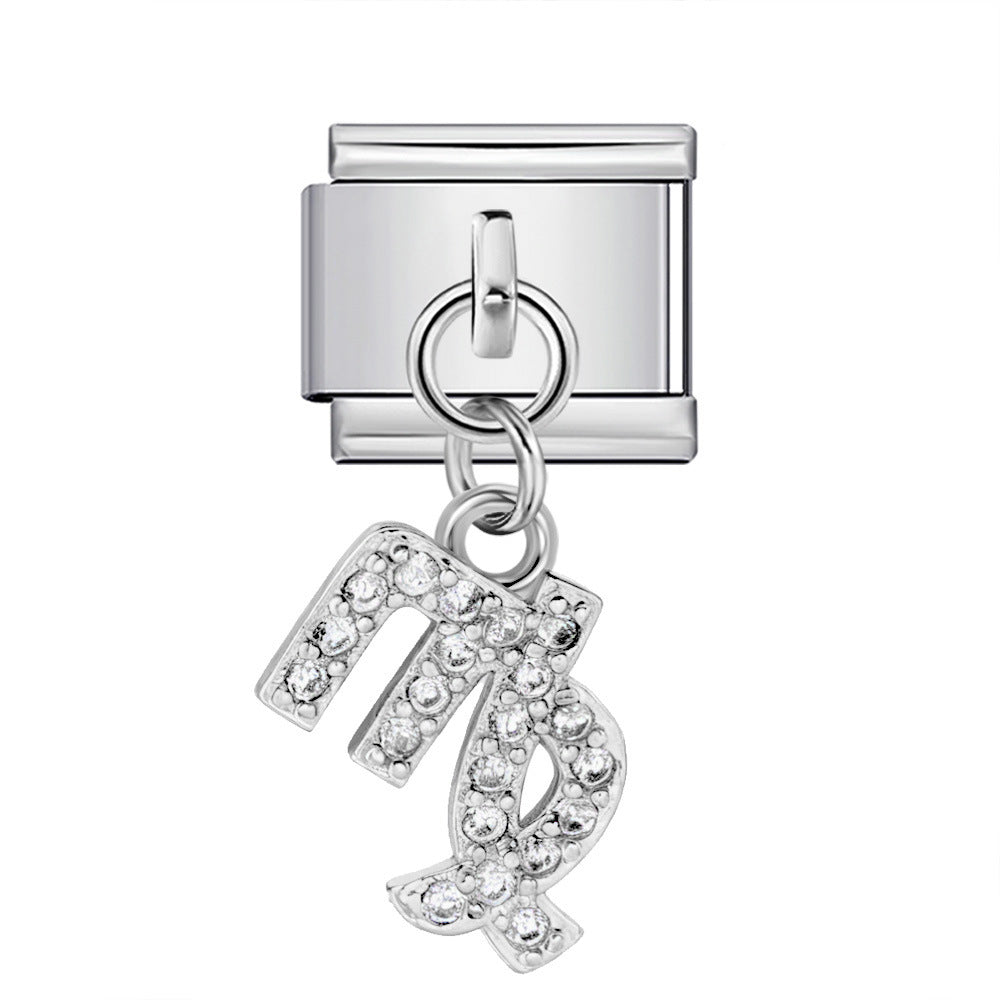 Wholesale 12 Zodiac Signs Rhinestone Pendant Bracelet Stainless Steel Fashion Jewelry Accessory Gift For Boutique Resale