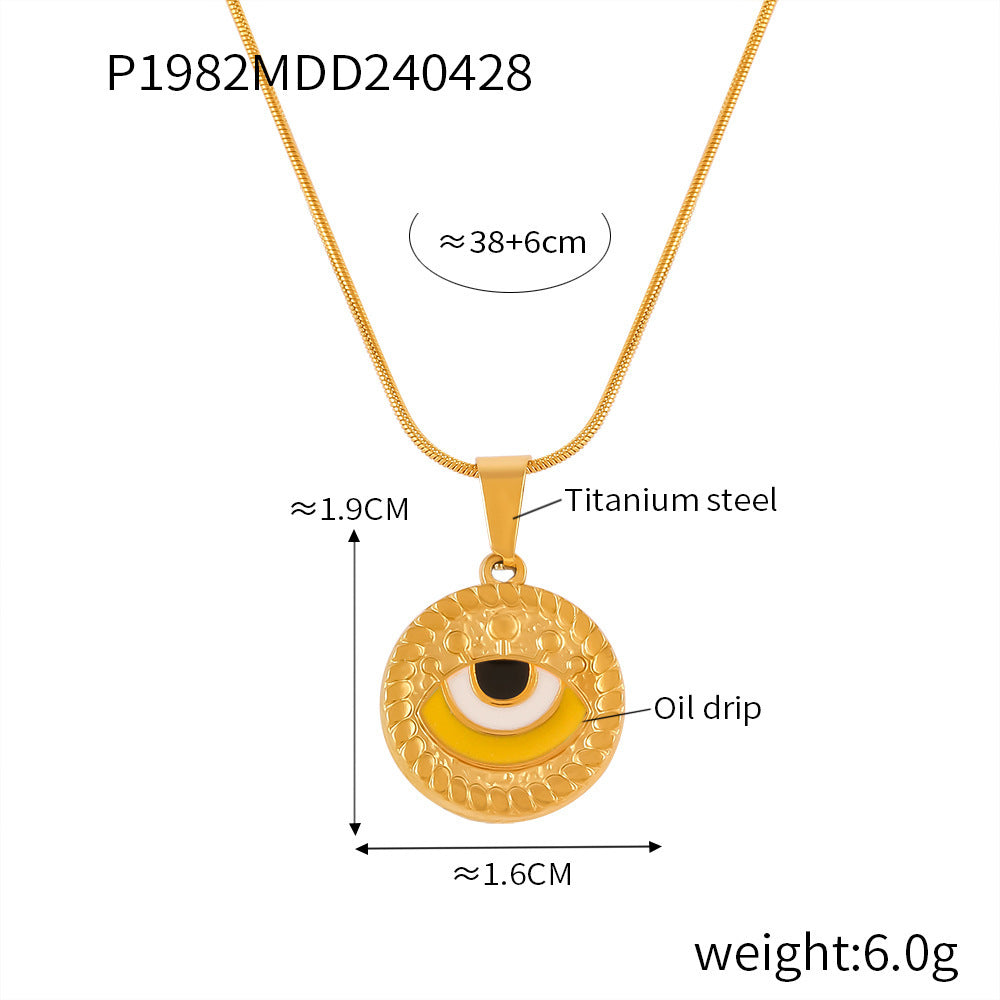 Wholesale Vintage Oil Drop Demon Eye Titanium Steel Necklaces Choker Necklaces ACC-NE-OMK005