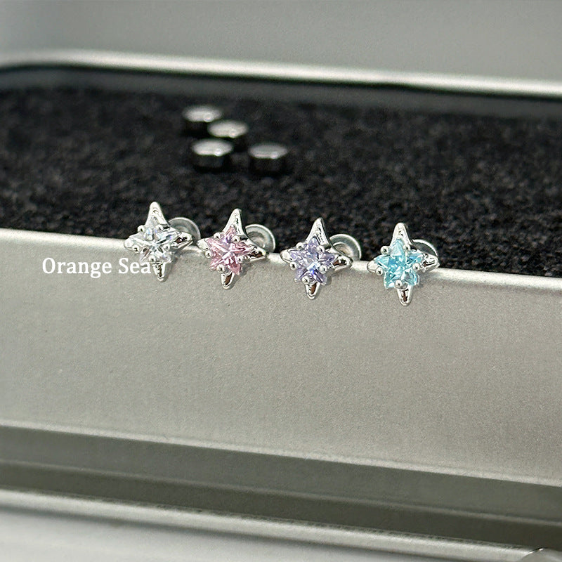 Wholesale  Four-Pointed Star Titanium Steel Ear Bone Earrings