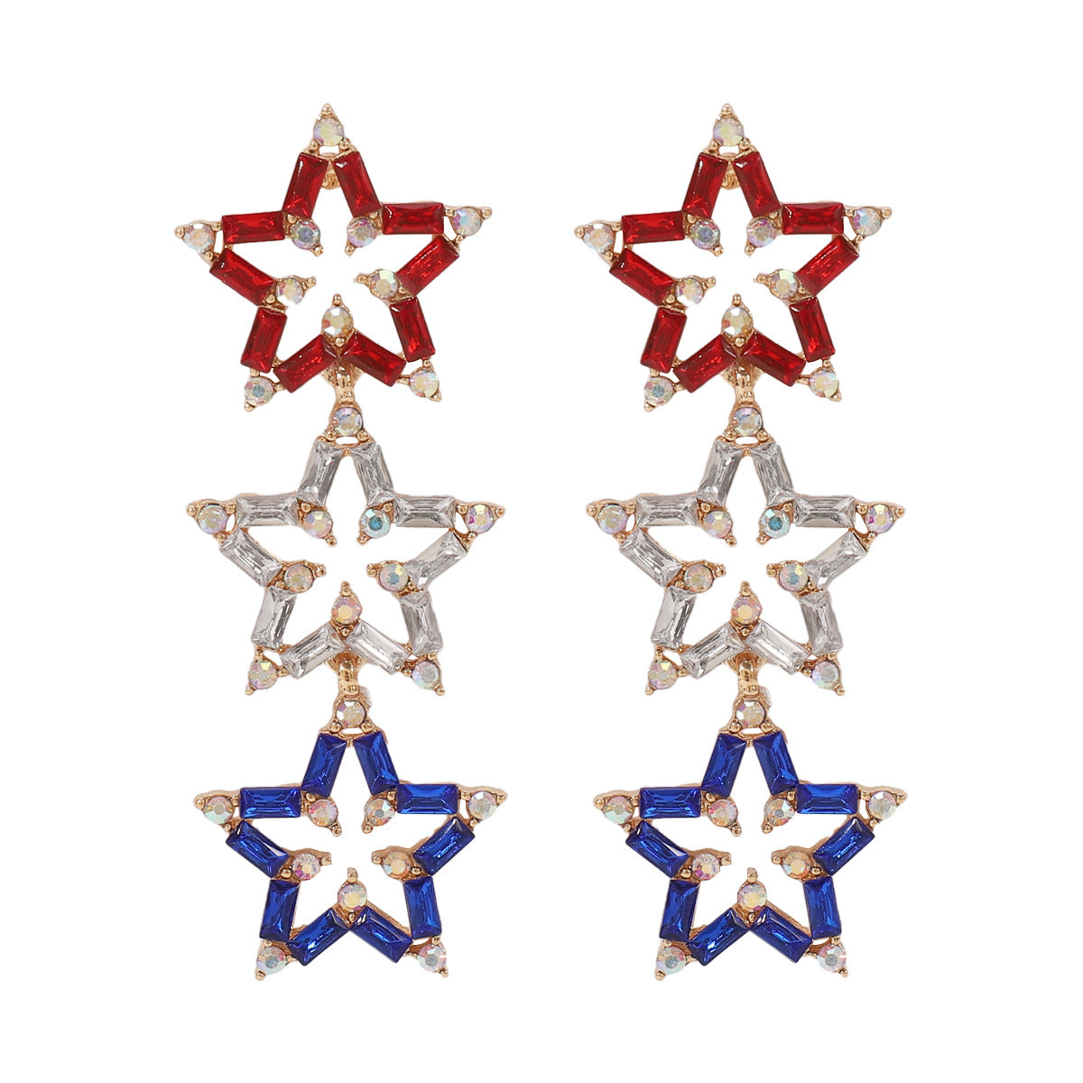 Wholesale American Independence Day Rhinestone Alloy Earrings ACC-ES-XianDi003