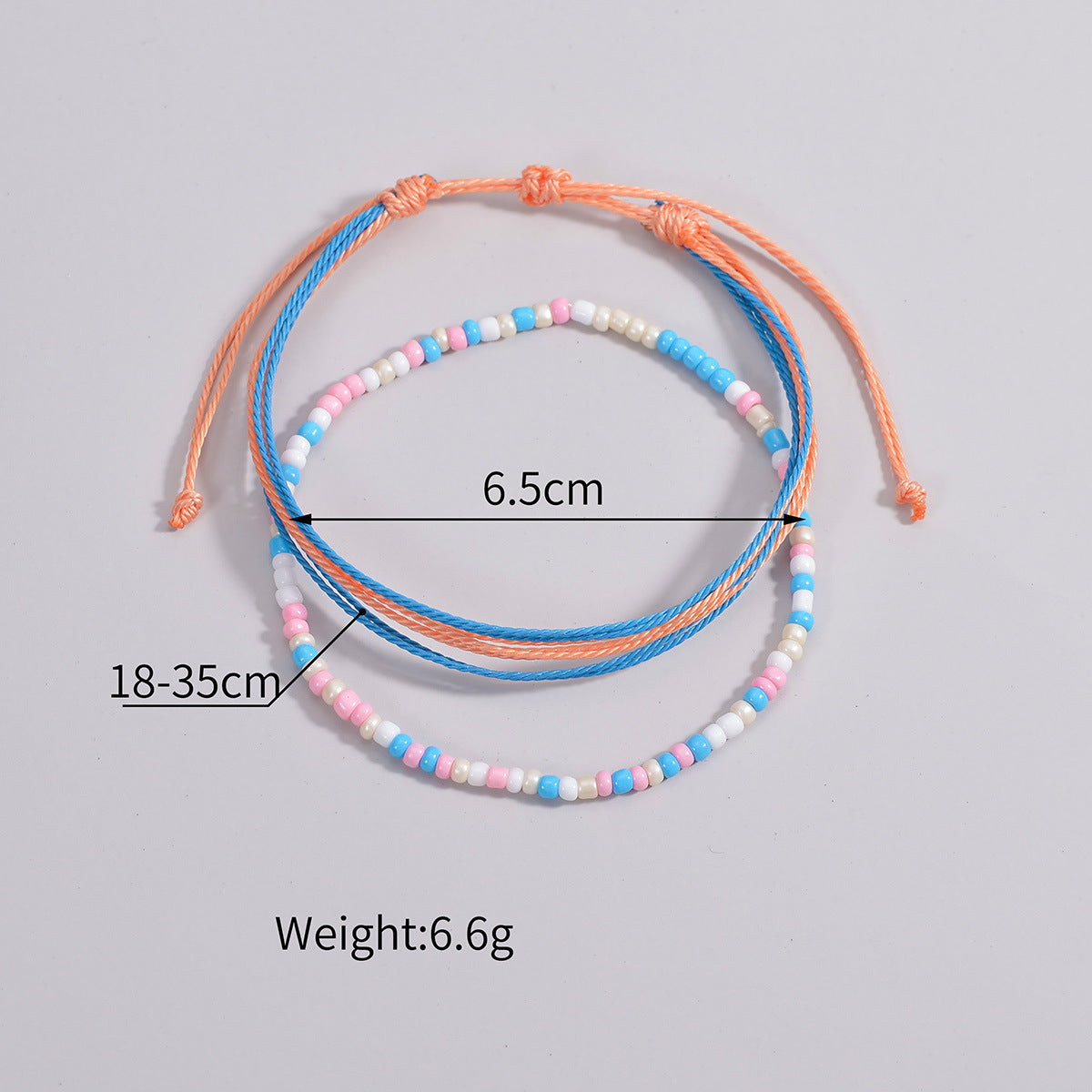 Wholesale Colorful Beaded Colorful Braided Rope Adjustable  Anklets