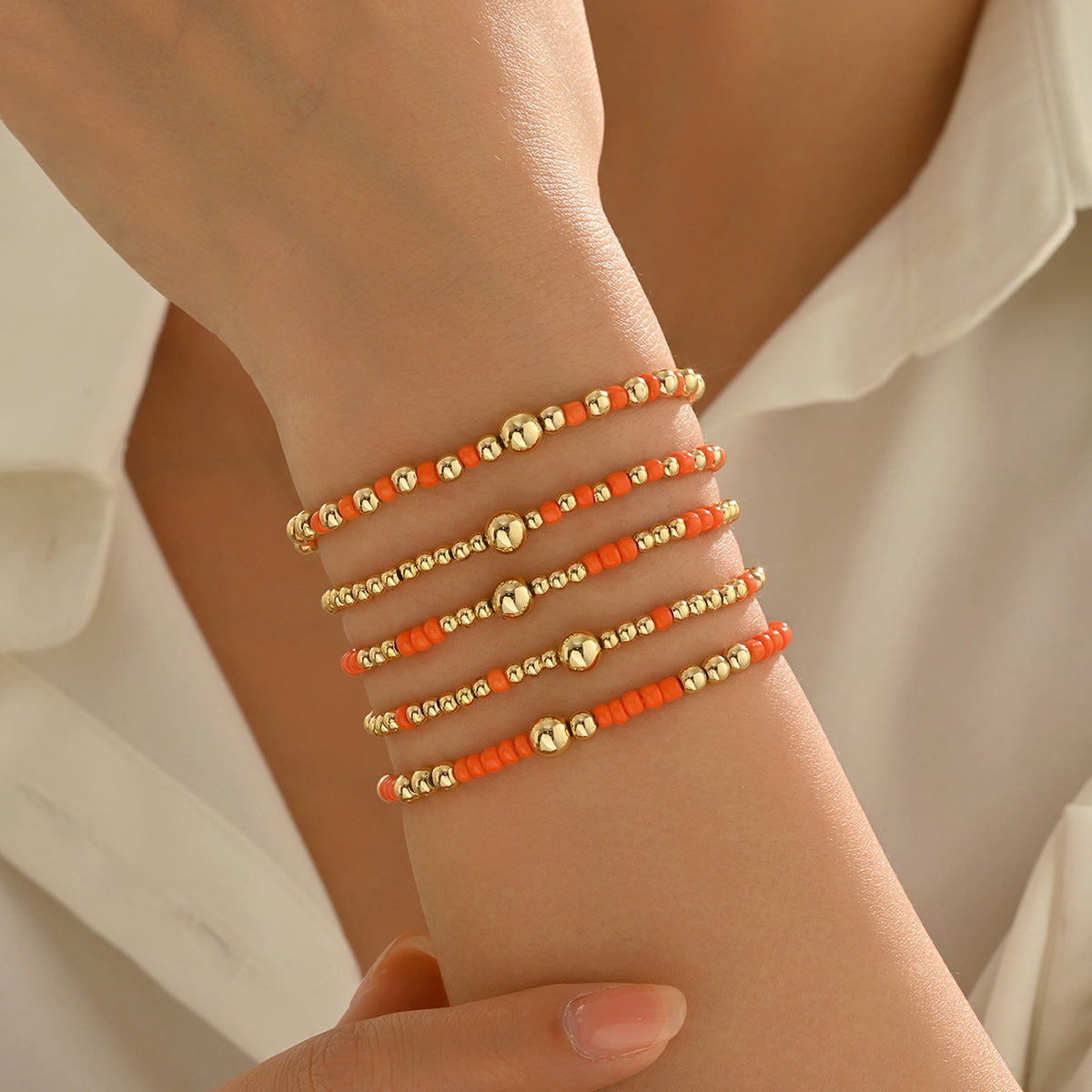 Wholesale Bohemian Beaded Bracelet Set Colorful Cross Design Women S Jewelry Accessory Gift
