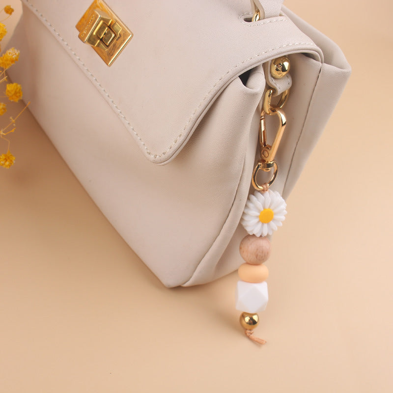 Wholesale Silicone Cartoon Daisy Handmade Beaded Keychain ACC-KC-GuangTian002