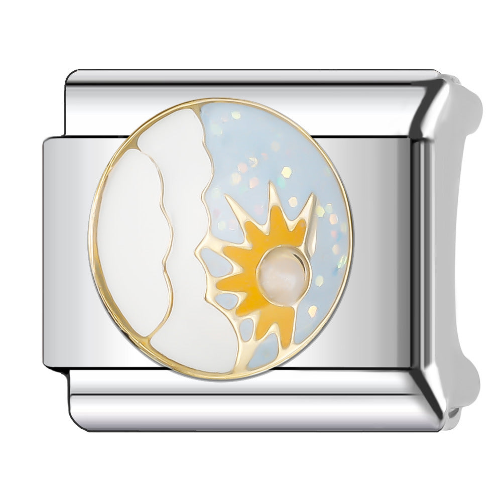 Wholesale Italian Charm Bracelet 9mm DIY Splicing Sun and Star Series Stainless Steel Composable Bracelet