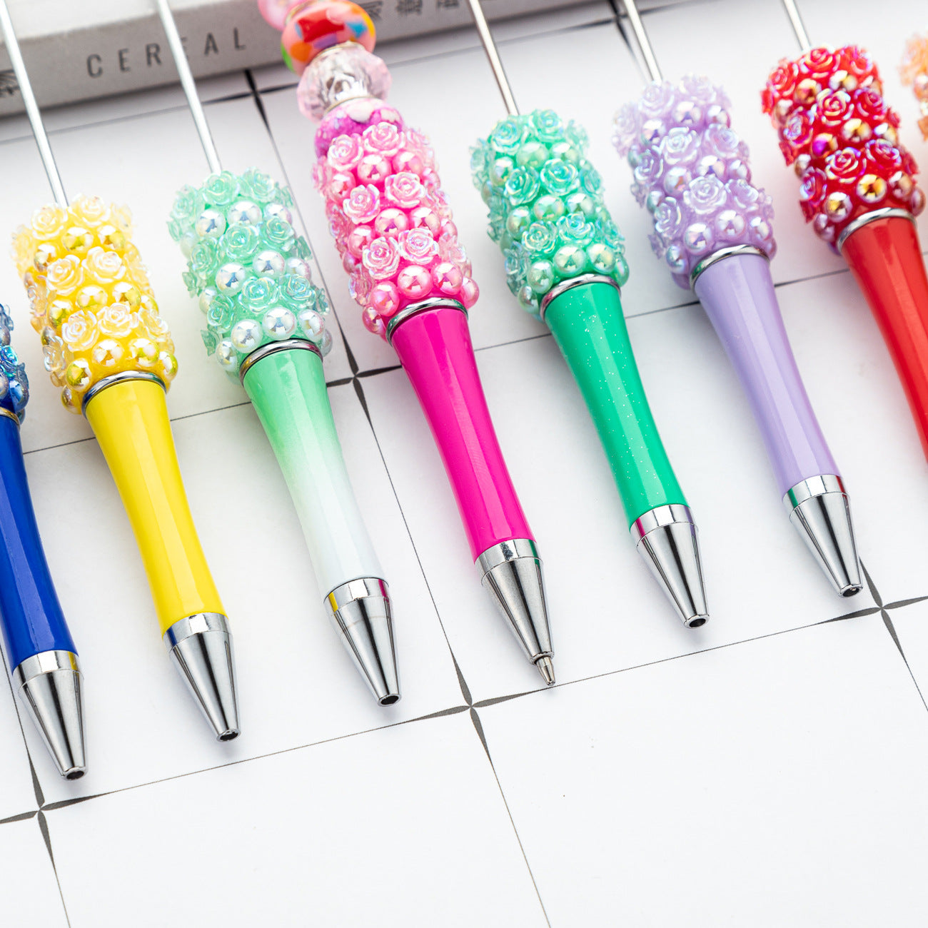 Wholesale rose beaded pen  ballpoint pen beadable pens