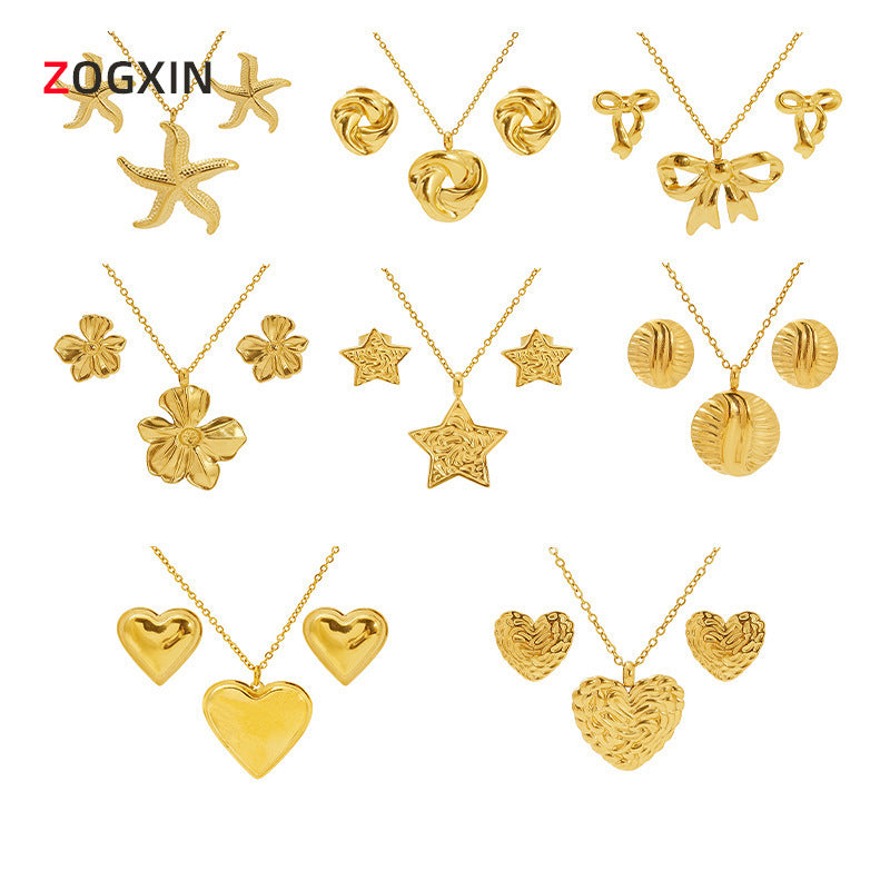 Wholesale  stainless steel jewelry suit  love earring necklace clavicle chain jewelry