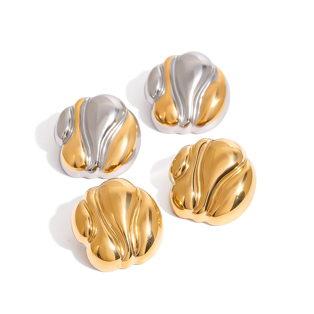 Wholesale  18K gold stainless steel gold and silver color matching chubby irregular ring