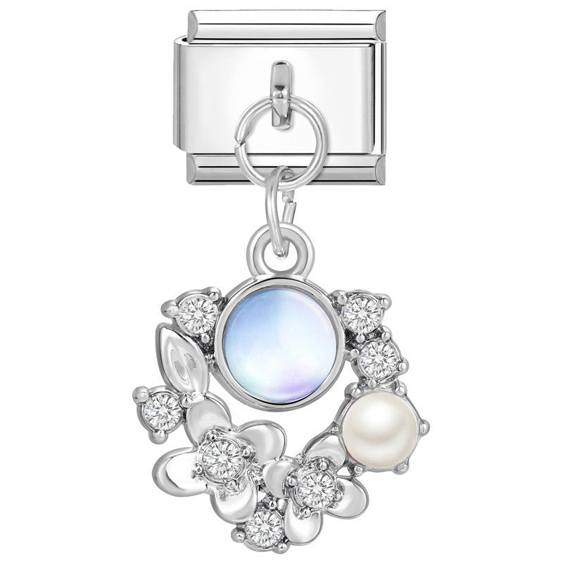 Wholesale Italian Charm Bracelet 9mm DIY Splicing Removable Stainless Steel Blue Purple Butterfly Composable Bracelet