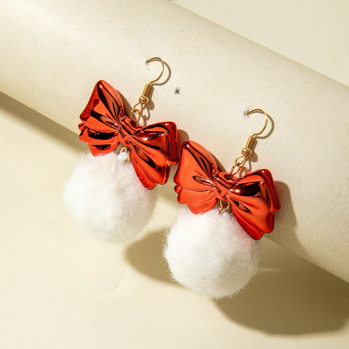 Wholesale Christmas  Bow Hair Ball Earrings