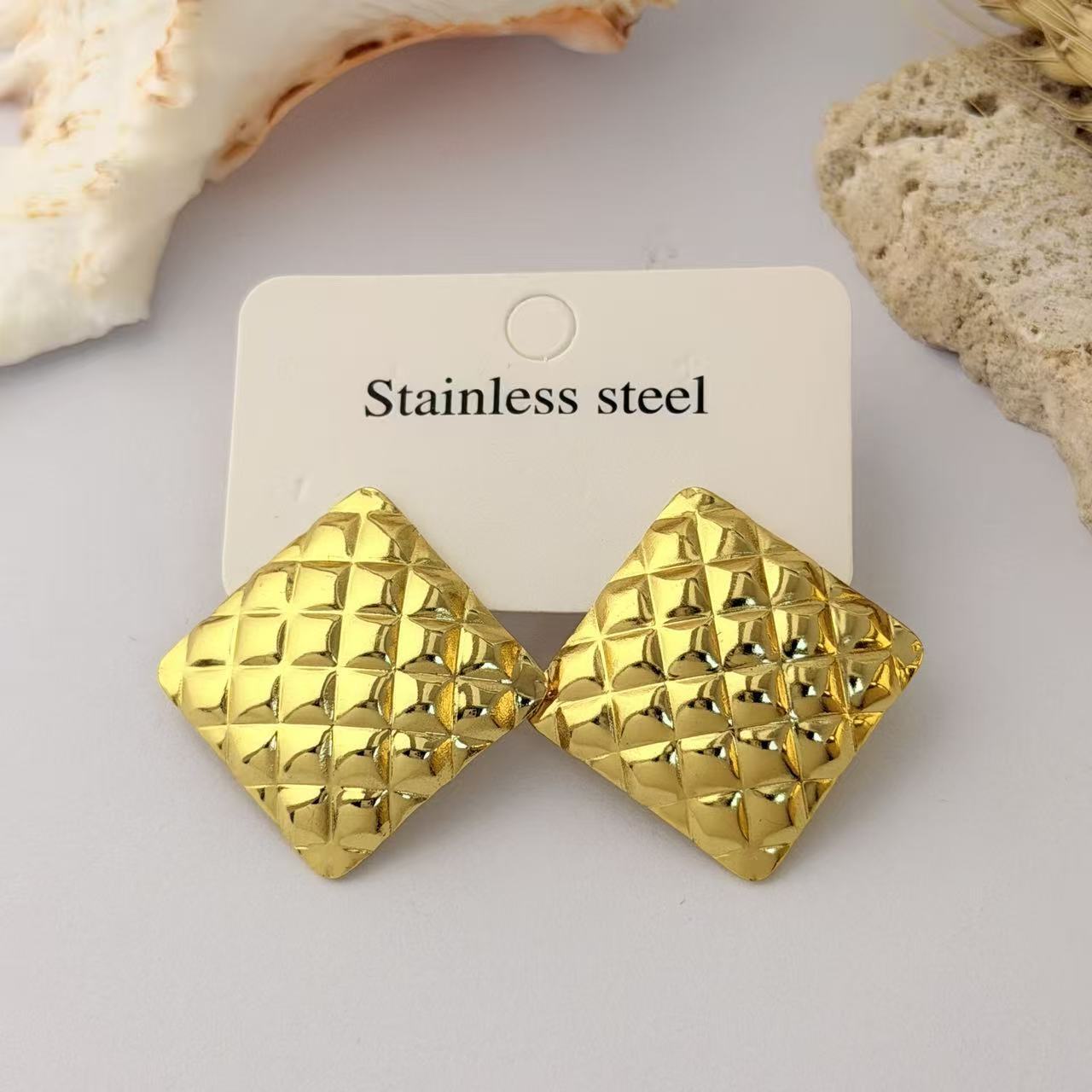Wholesale Geometric Pleated Earrings 304 Stainless Steel Fashion Jewelry for Women