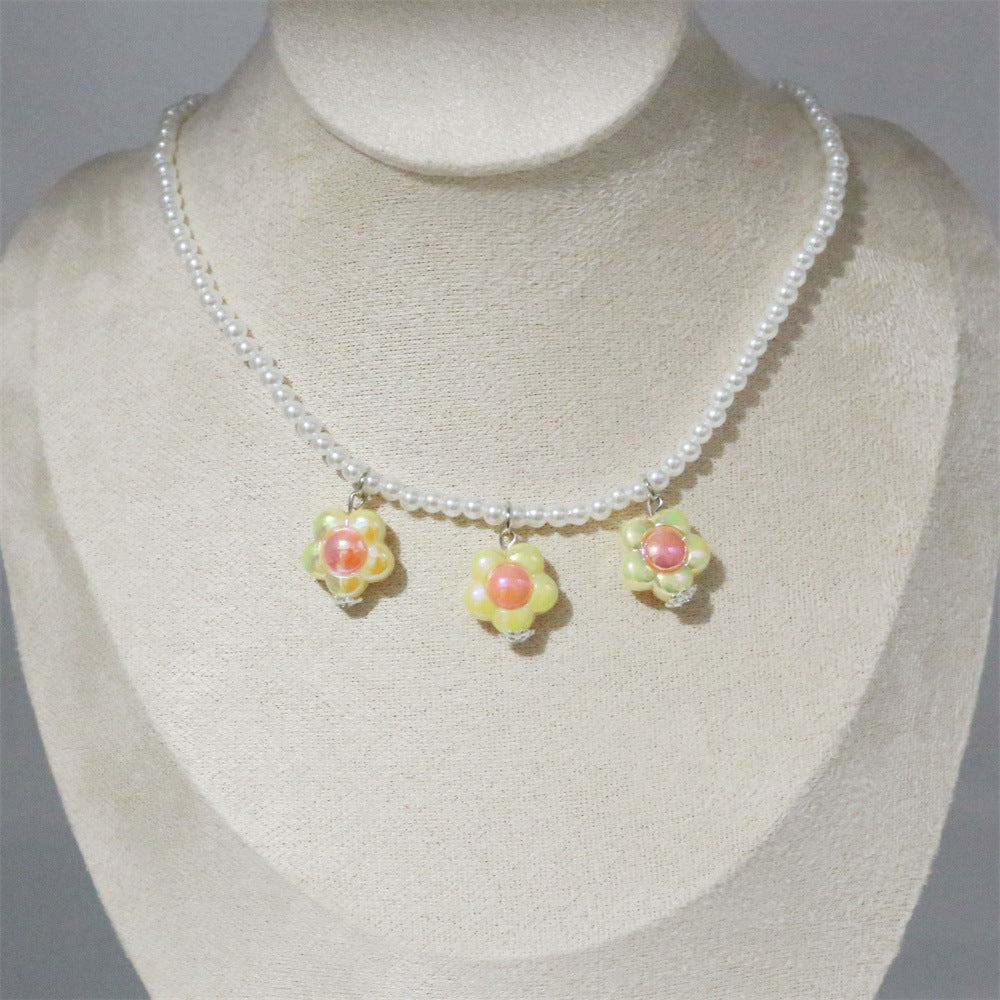 Wholesale  Flower Pearl Necklace  Clavicle Chain