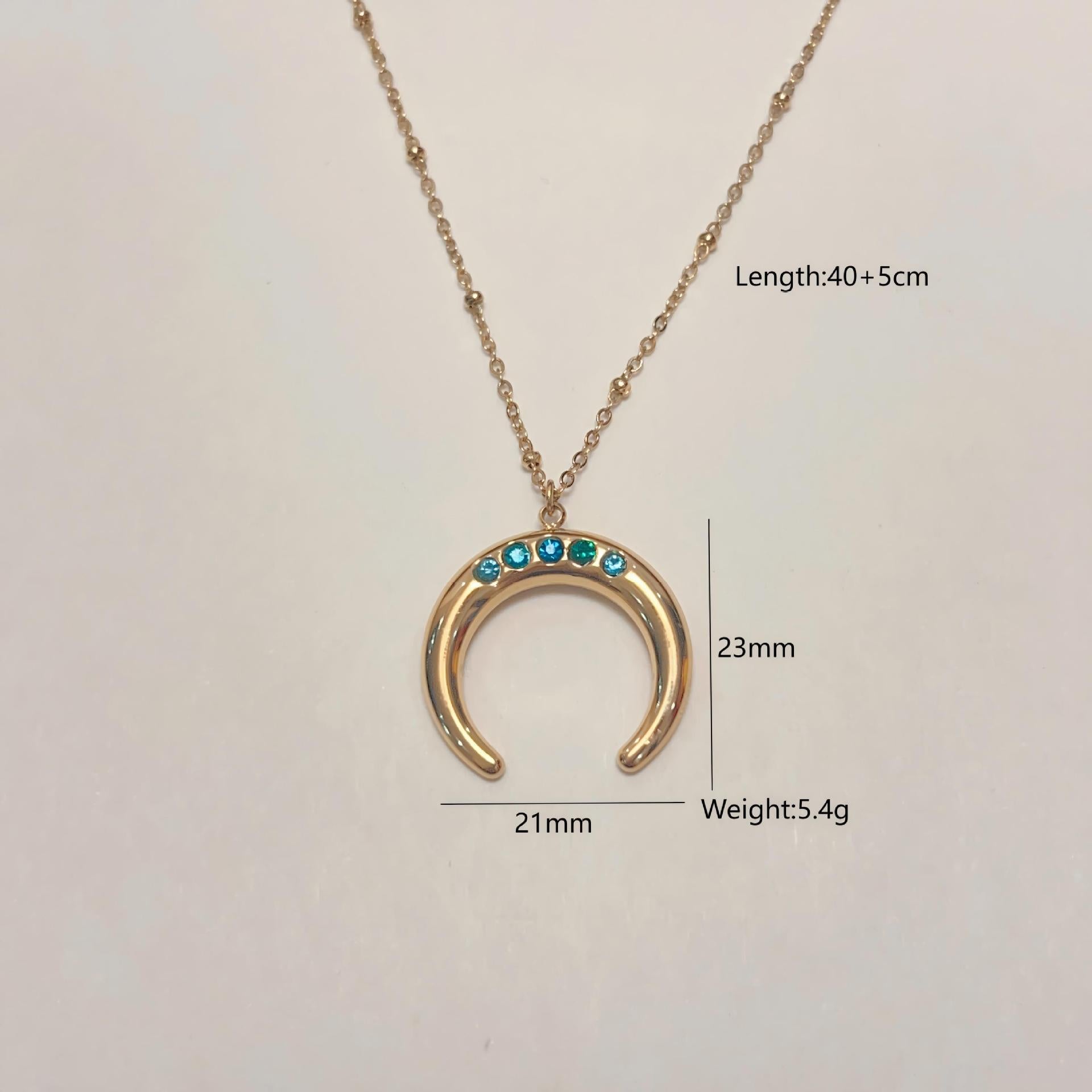 Wholesale Natural stone necklace with diamond moon oil drop sun titanium steel chain