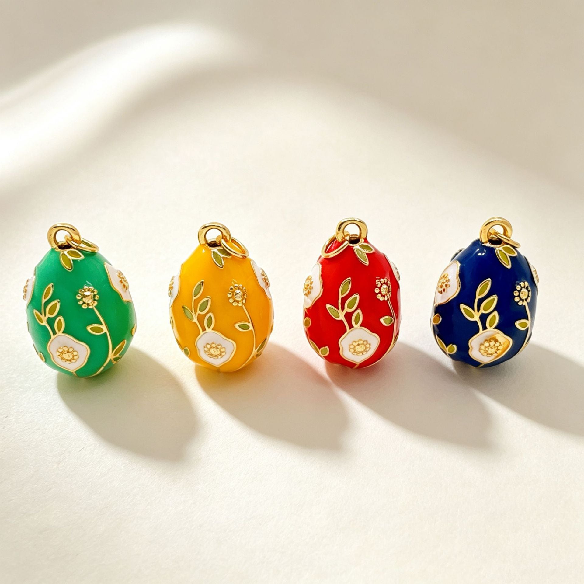 Wholesale Sweet Cool Wind Easter Egg Pendant Necklace,  Gold-Plated Copper Enamel Flower Jewelry,  Fashion Accessory Gift