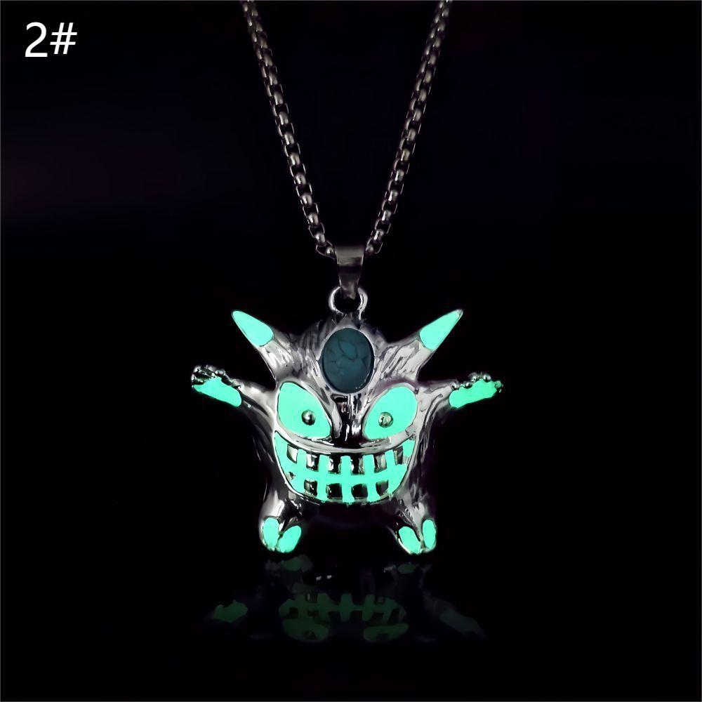 Wholesale Halloween Alloy Electroplating Demon Monster Luminous Necklace