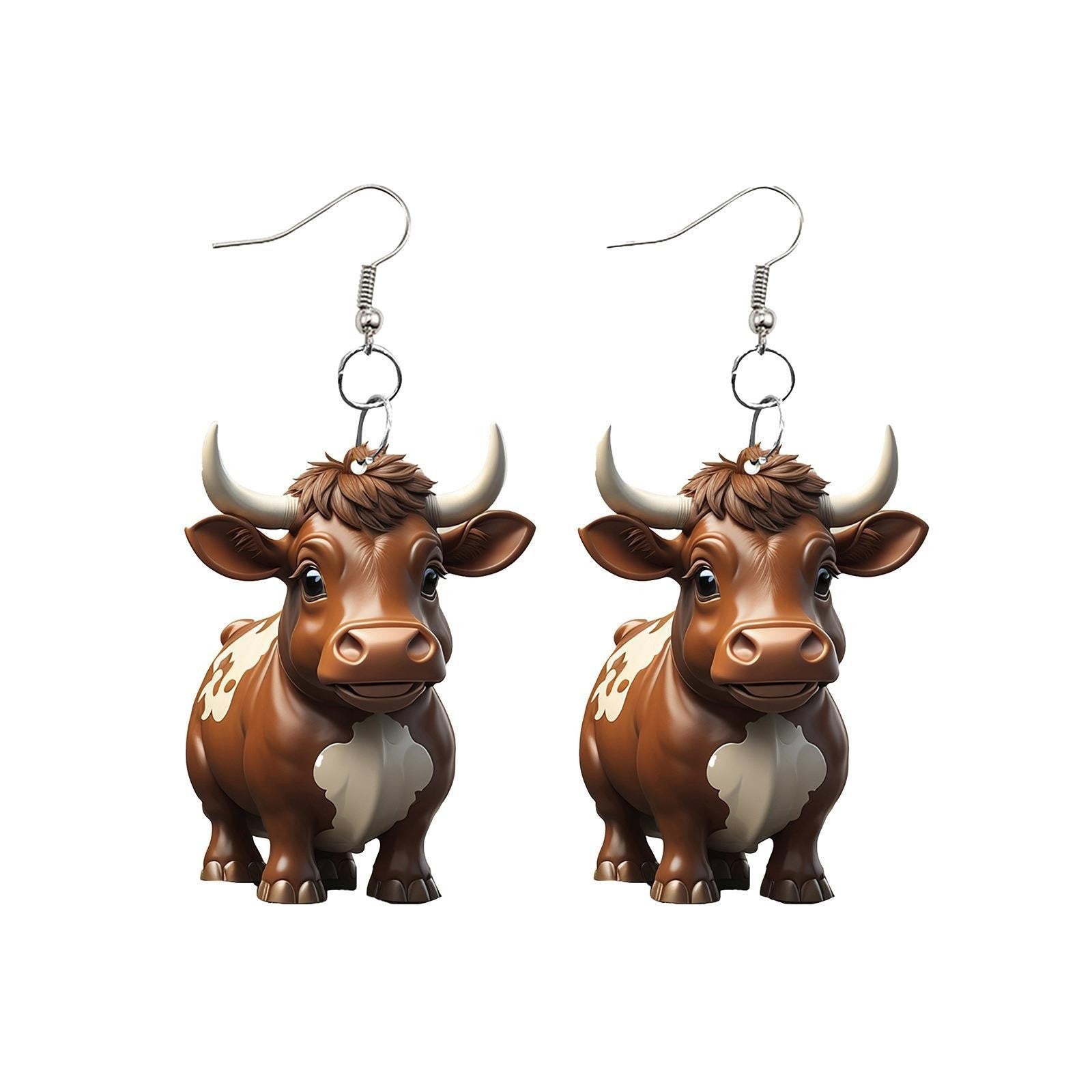 Wholesale Cartoon Colorful Cow Flat Acrylic Earrings ACC-ES-YuanJi002