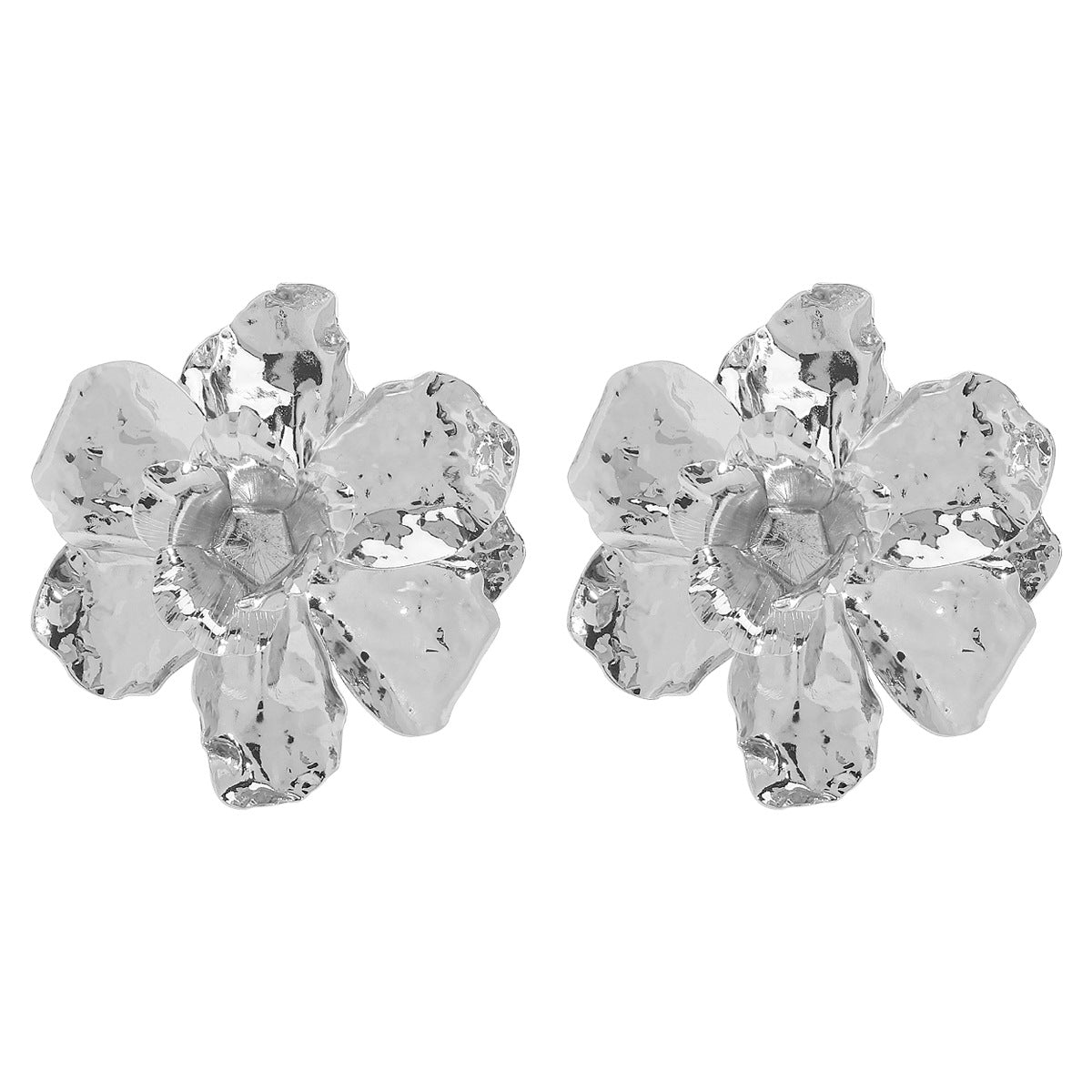 Wholesale three-dimensional flower pleated earrings