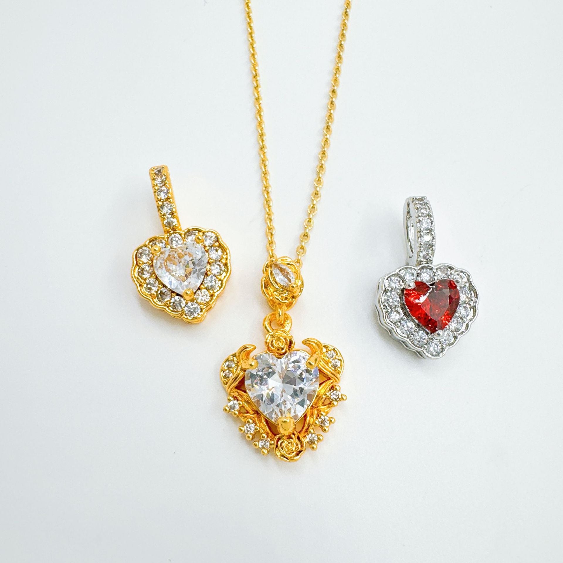 Wholesale Copper Gold Plated Zircon Necklace Pendant Sweet Cool Wind Style Fashion Accessory for Party