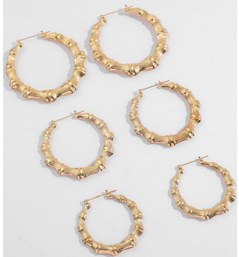 Wholesale  14K Gold Love Big Earrings Exaggerated Bamboo Peach Heart-shaped Earrings