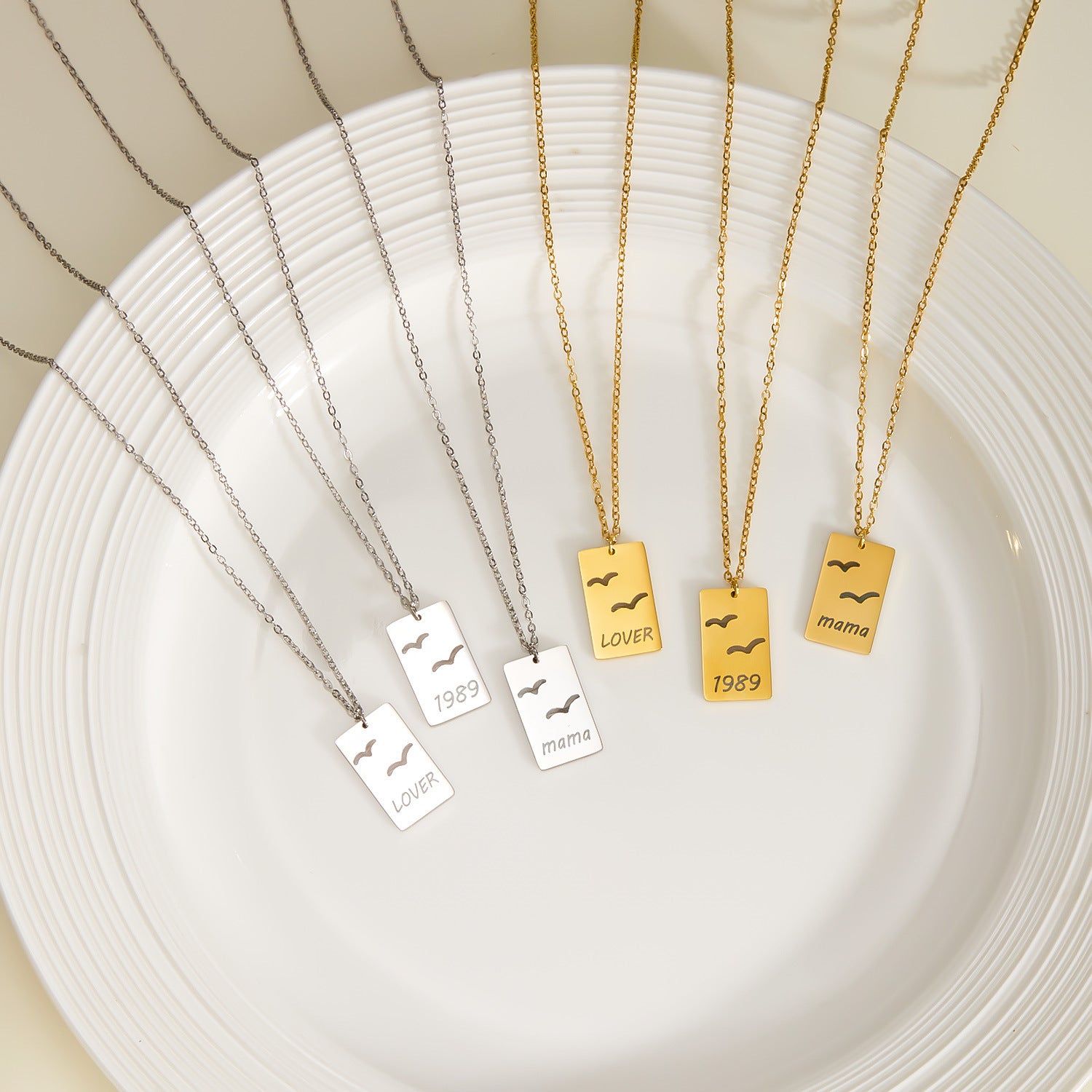 Wholesale square letter titanium steel necklace