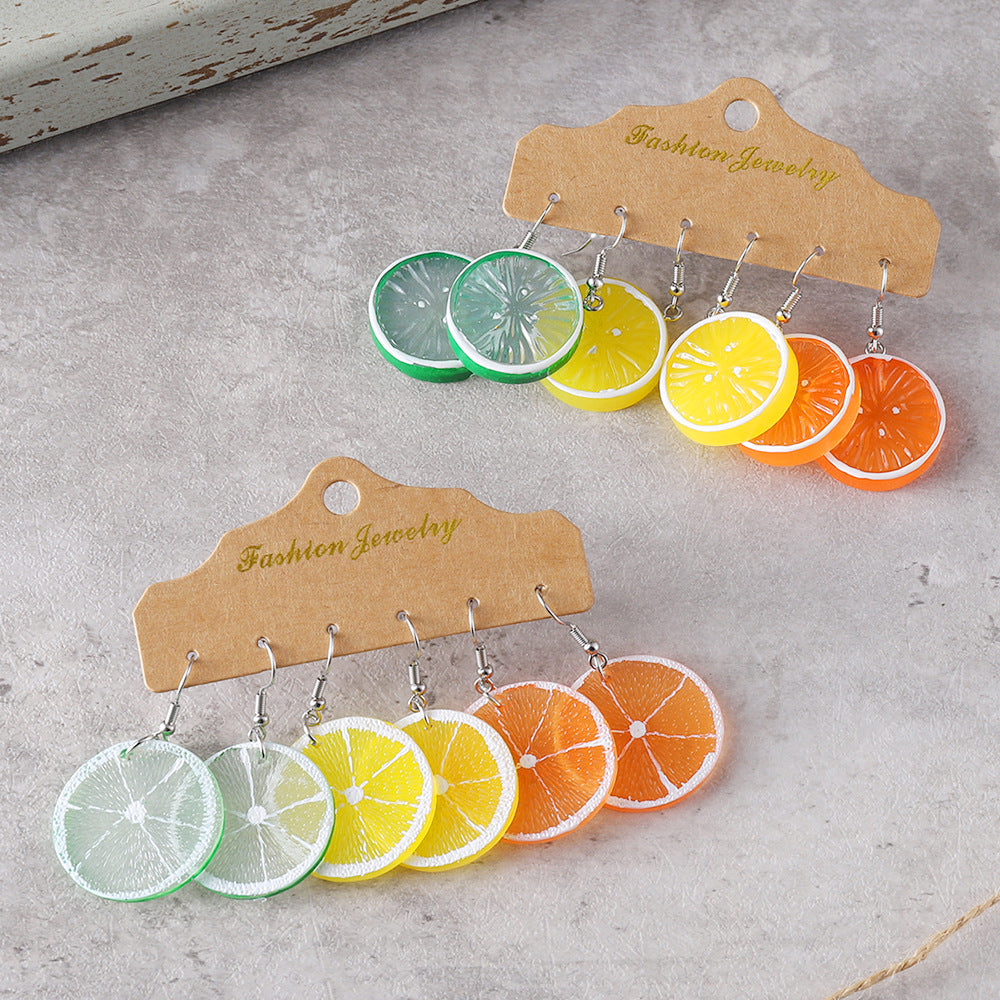 Wholesale Fruit lemon pendant earrings set
