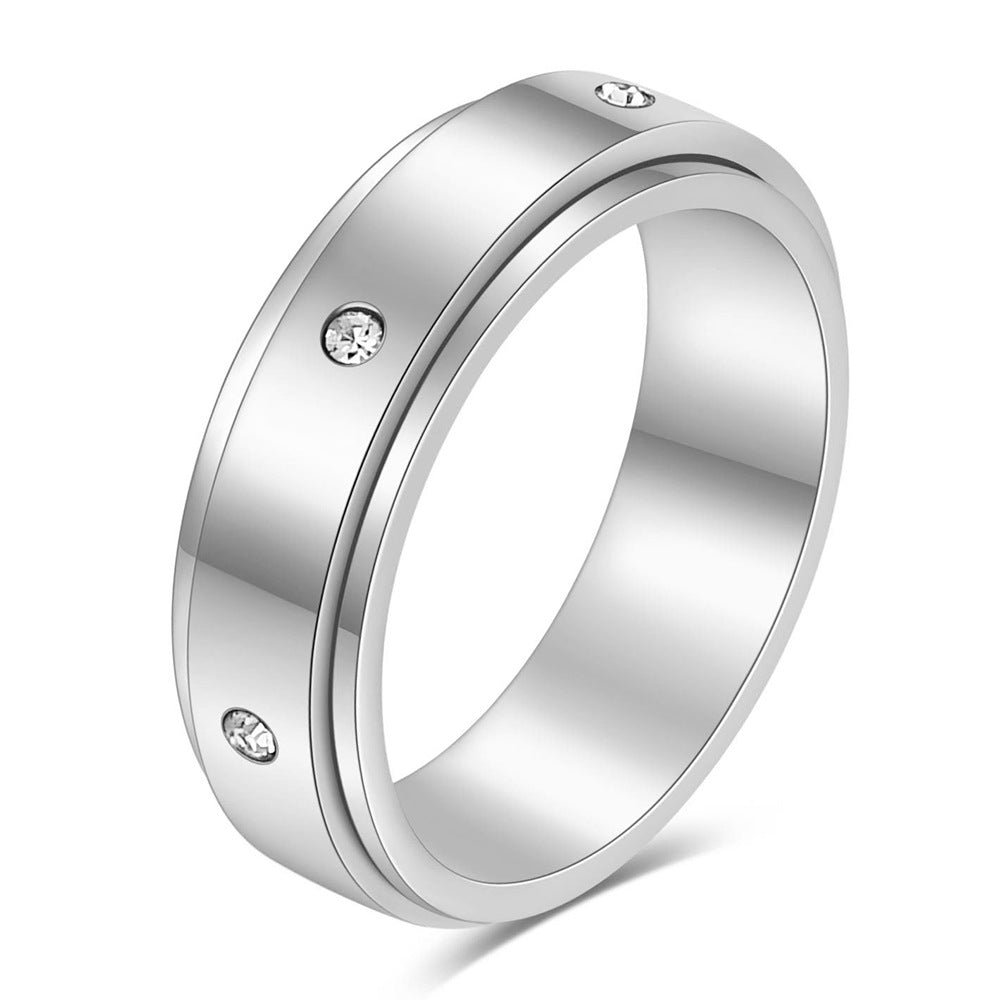 Wholesale  Symmetrical Diamond Decompression Rotatable Titanium Steel  Ring