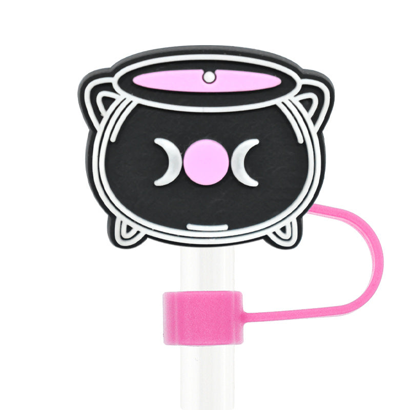 Wholesale Random 100pcs Halloween 10mm PVC Soft Straw Tube Cap ACC-SCR-RYY101