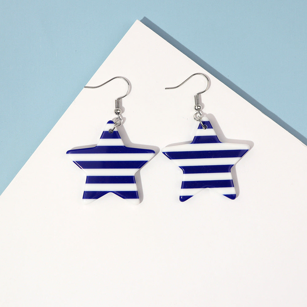 Wholesale  Creative Striped Five-pointed Star Earrings