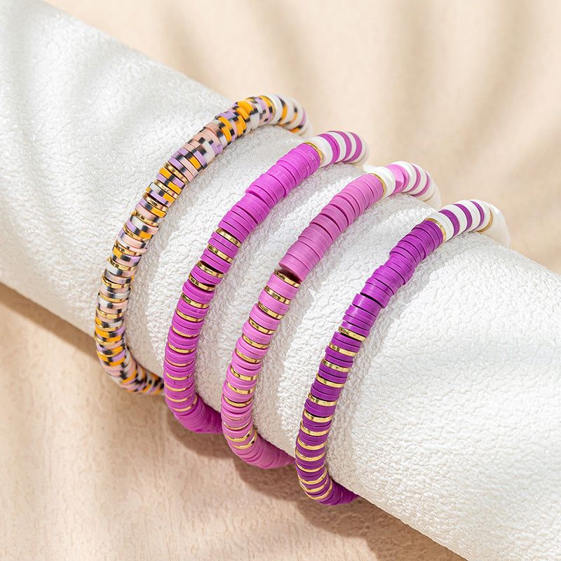 Wholesale contrasting color polymer clay bracelet set